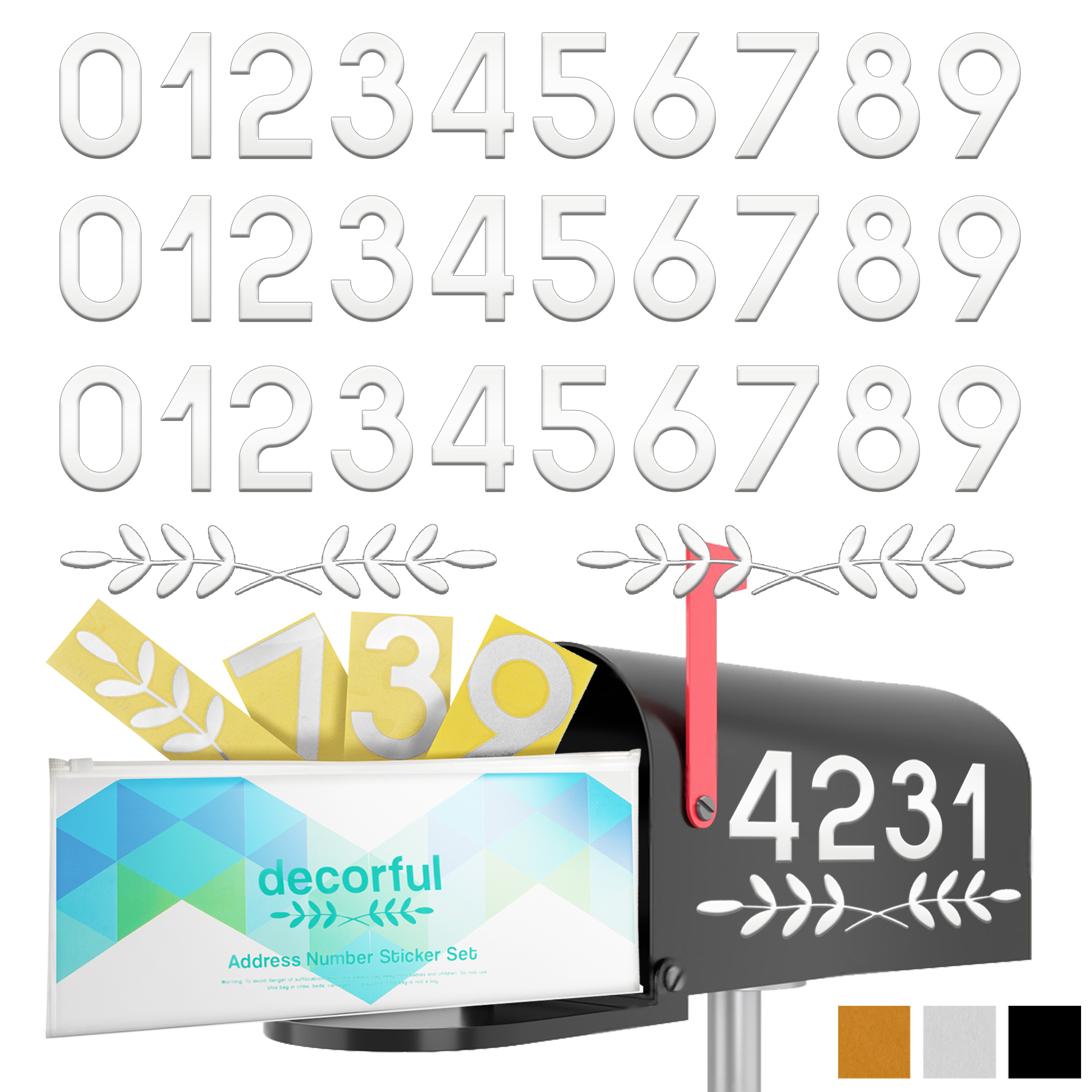 Decorful Reflective Mailbox Numbers